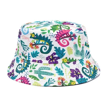 2023 Sombrero de Cubo de las Mujeres de la Impresión Floral Lado Algodón Reversible Sol Tapa de Protección de los Hombres de Sombrero de Panamá Sombreros de Pescador