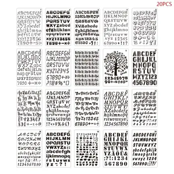 20pcs/set Número de la Carta de las galerías de símbolos de DIY de la Plantilla de Dibujo Pintura de Scrapbooking de la Tarjeta de Papel Craft