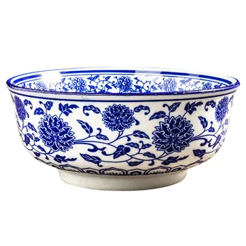 Azul, Blanco, Taza De Porcelana De Fideos De Alimentos Compactos Udon, Ramen Noodles Japoneses Tazones Para Sopa Herramienta De Cocina