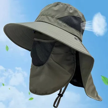 Verano Sombreros de Sol de Protección UV al aire libre de la Caza de la Pesca de la Pac para Hombres, Mujeres Senderismo Camping de la Visera del Sombrero de Cubo Extraíble Pescador Sombrero