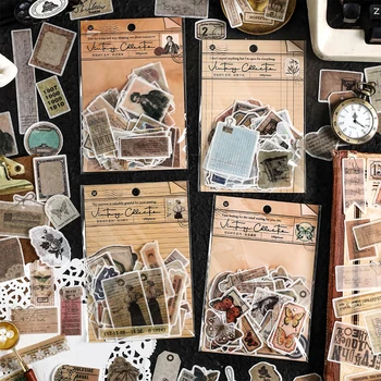 100 piezas Vintage Piezas Dispersas de la Serie de la etiqueta Engomada Pack de decoración Manual de Artesanía Decoración Pegatinas de la Etiqueta Álbum de Scrapbooking