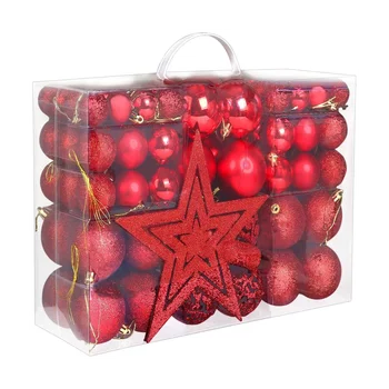 101Pcs Rojo Bola de Navidad de Adornos para el Árbol de Navidad, Inastillable Árbol de Navidad Bolas de Adornos Decorativos Colgantes