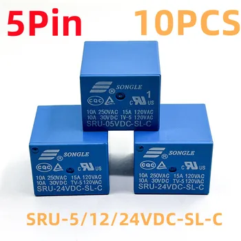 10PCS SONGLE Relés 5Pin SRU-5-12-24VDC-SL-C 10A 30VDC