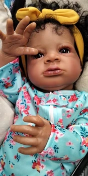 17inches Renacer Bebe Lanny Renacer niño de Piel Negra Terminado Bebé Realista Recién nacido Muñecas de Regalo