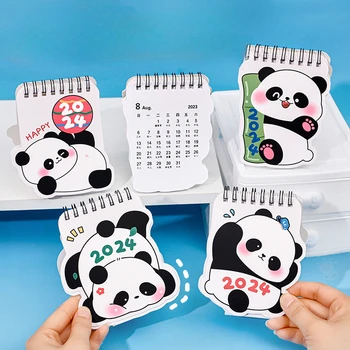 2024 Lindo De Dibujos Animados Mini Panda De Escritorio Calendario De Papel De Doble Diario Programador Tabla Planificador Anual De La Agenda Organizador Chino De Regalo