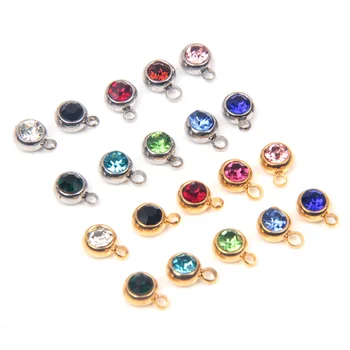 20pcs 6mm de Acero Inoxidable de diamante de imitación de Perlas de Oro de Color de Cristal Charms Colgantes Collar de la Pulsera del Collar de la Joyería de BRICOLAJE