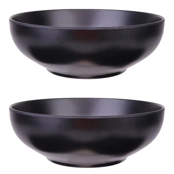 2Pcs de Estilo Japonés Tazones de Ramen Elegante Envase de Alimento Negro Tazones de Fideos Negro de Imitación de la Porcelana Japonesa plato de Ramen