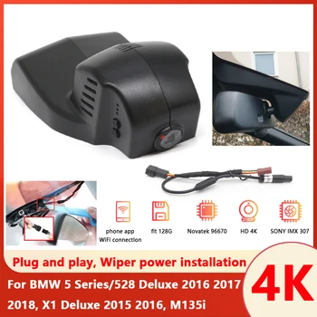4K UHD WiFi APP Dual del Coche DVR Dash cam Para la Serie 5 de BMW 528 Deluxe 2016 2017 2018,X1 Deluxe 2015 2016,M135i Plug and play Dashcam