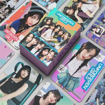 55 Cartas/set LE SSERAFIM UNFORGIVEN Álbum Lomo de la Tarjeta de Miyawaki Sakura Sakura KIM CHOIYUEN Impreso Impreso de la Tarjeta de la Foto de Regalo de Ventilador Kpop