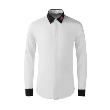 Alta Calidad de Lujo de la Joyería de la Moda de Nueva Costuras de la Camisa Blanca DE los Hombres de Manga Larga Shirtgood