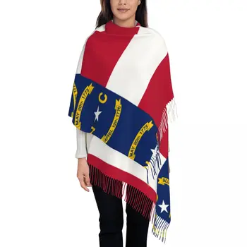 Bandera De Carolina del Norte de las Mujeres Pashmina Chal Envuelve Flecos de la Bufanda Larga de Gran Bufanda