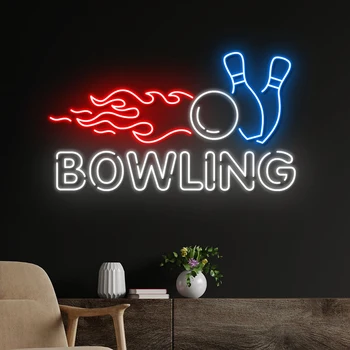 Bolos Led, Señal de Neón para el Club de Bowling Bar Decoración de la Pared Personalizado de Neón de la Sala de Juego el Arte de la Decoración de Señales de Luz Regalos Personalizados