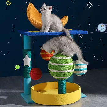 Creativo Planeta Cat Subir, Pequeño Árbol de Gato, Integrado Sisal Mascota Rascado de la Junta, la Torre de los Raspadores para Mascotas, zona de juegos infantil Nido
