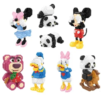 Disney Pasar A Mickey Minnie Daisy Donald Duck Bloques De Construcción De Dibujos Animados Panda Lotso Ladrillos Para Niños Adultos Regalos