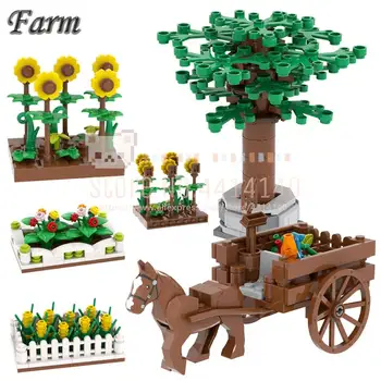 La granja de la Serie MOC Flores de la Planta de Modelos de Bloques de Construcción en la Carretera de Girasol Árbol de Maíz Transporte DIY conjunto de Ladrillos de Juguetes Para los Niños