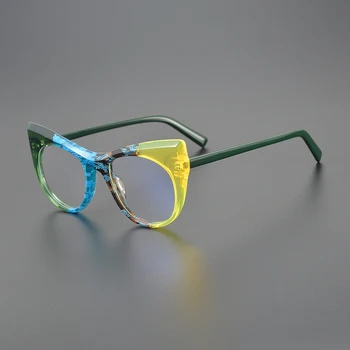 la moda de ojo de gato clásico gafas de marco hombres de acetato de retro óptico de las gafas de Miopía de la lectura de la mujer multicolor gafas personalizadas
