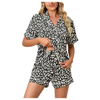 Las mujeres Pijamas Conjunto de Satén de Seda del Pijama de Manga Corta ropa de dormir de Ocio a Casa la Ropa de Dormir Pijamas para Mujeres