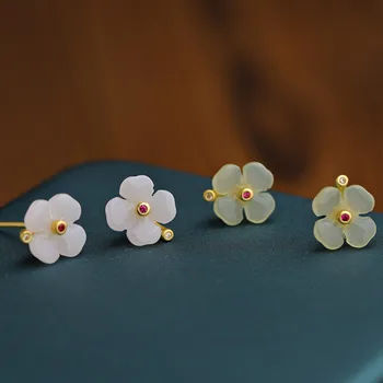 Mini Moda Vintage Retro Temperamento Dulce Flor Aretes Estilo Coreano Oído Stud Aguja De Plata Femenina Clip De Oreja