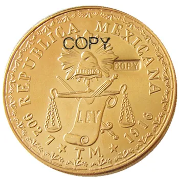 México 60 PEOSO 1916 Chapado en Oro de la Copia de la Moneda