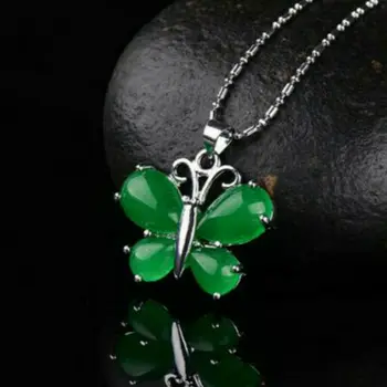 Natural Verde Jade de la Mariposa Colgante de Collar del Encanto de la Joyería Accesorios de Moda Tallados a Mano, el Hombre ahd mujer la Suerte de Amuleto Regalos