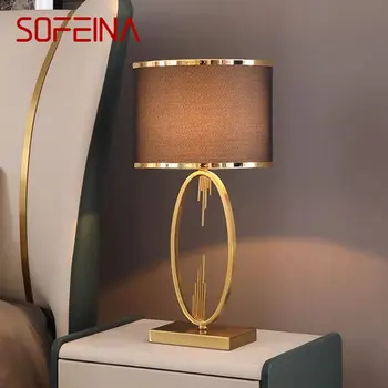 SOFEINA Moderna Lámpara de Mesa LED Nórdicos Creativo Marrón Simple Pantalla de lámpara de Escritorio de Luces para el Hogar Sala de estar Dormitorio de Cabecera
