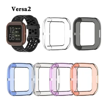 Ultra delgada y suave Adecuado para Fitbit Versa2 reloj de TPU de goma material de envolver la mitad de casos de protección, abrigo completo estuche protector