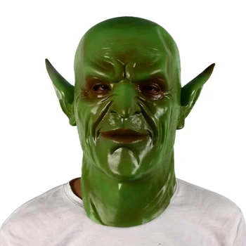 Verde Demonio De Látex Máscara De Halloween De Miedo Realista Diablo Cabeza Llena De Máscaras De Carnaval De Disfraces, Fiesta De La Ropa Cubierta De La Cabeza